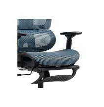 Silla de Oficina Manager con Reposapiés - Premium Quality Mesh - Negro y Azul - 124/116 x 67 x 62 cm.